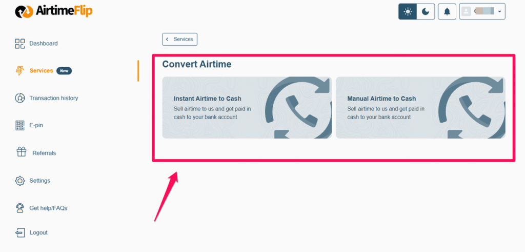 convert airtime on airtimeflip