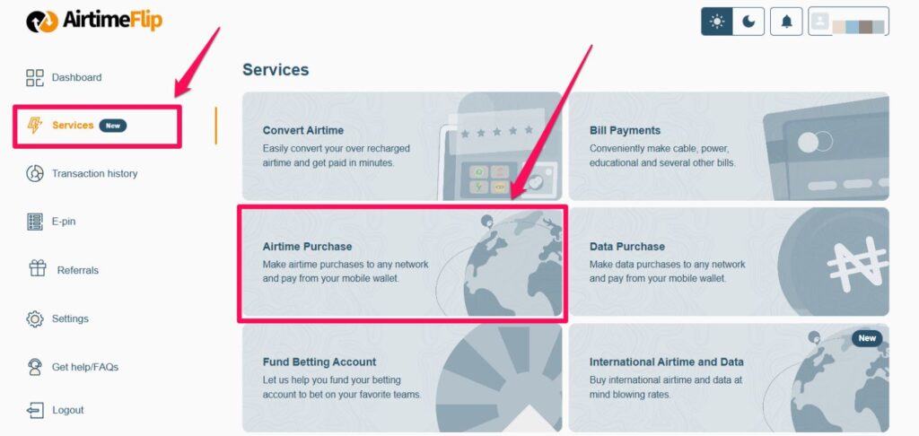 airtimeflip airtime purchase