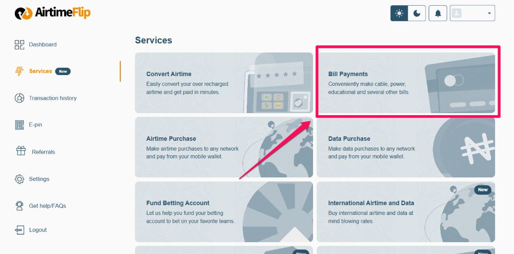 airtimeflip bill payments