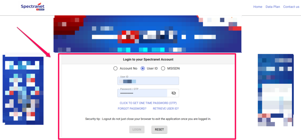 spectranet web login