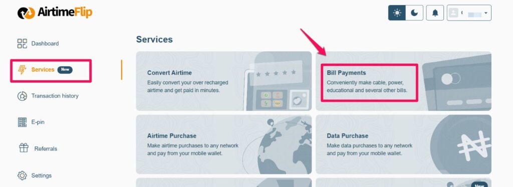 AirtimeFlip bill payment service
